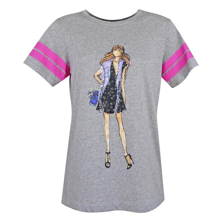 ByDanie • grijs t-shirt met dame • M, Kleding | Dames, Tops, Grijs, Nieuw, Maat 38/40 (M), Verzenden