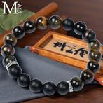 Elastische armband met Occhio di Tigre en Onice Nero