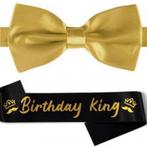 2-delige Birthday King set met vlinderdas en sjerp, Verzenden, Nieuw, Feestartikel, Verjaardag