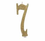 Gouden Kaars 7 Jaar Glitter 12,5cm, Verzenden, Nieuw