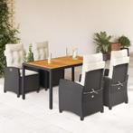 vidaXL 5-delige Tuinset met kussens poly rattan zwart, Tuin en Terras, Tuinsets en Loungesets, 4 zitplaatsen, Nieuw, Tuinset, Verzenden