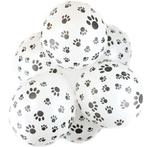 10 witte ballonnen met zwarte honden pootjes, Nieuw, Verzenden