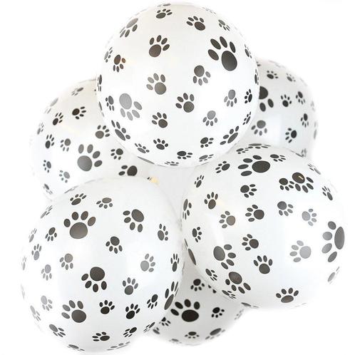10 witte ballonnen met zwarte honden pootjes, Dieren en Toebehoren, Honden-accessoires, Nieuw, Verzenden