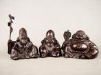 Brons - Shuho  - Drie bronzen beelden van Hotei,