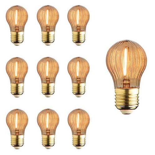 Set van 10 LED lampen geribbeld glas E27 | 0.6 watt | 2100K, Huis en Inrichting, Lampen | Losse lampen, Overige typen, Nieuw, E27 (groot)