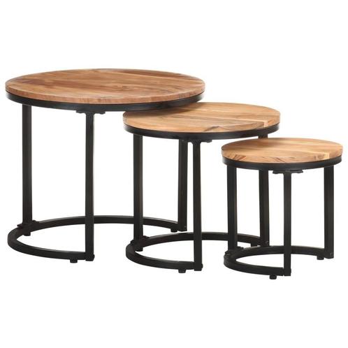 Massief Houten Bijzettafels 3x | Tweedekansje | OP = OP, Huis en Inrichting, Tafels | Bijzettafels, Minder dan 45 cm, Minder dan 55 cm