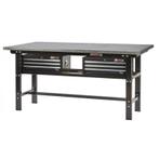 Werkbank zwart 200 cm met zinken werkblad en 2, Doe-het-zelf en Verbouw, Werkbanken, Ophalen of Verzenden, Nieuw