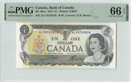 1973 Canada P 85 1 Dollar Pmg 66 Epq, Postzegels en Munten, Bankbiljetten | Europa | Niet-Eurobiljetten, Verzenden
