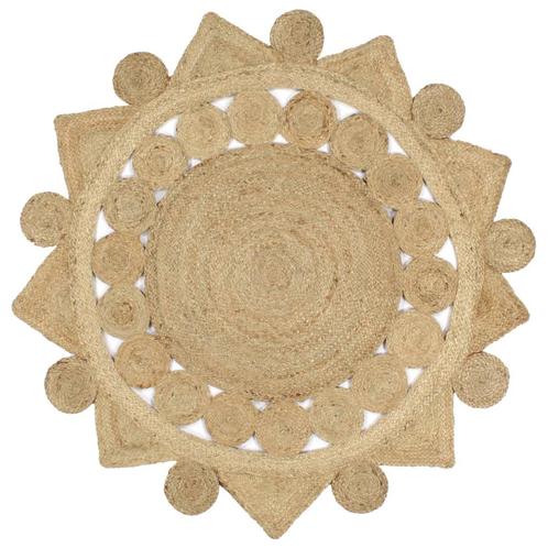 vidaXL Vloerkleed handgemaakt 120 cm gevlochten jute, Huis en Inrichting, Stoffering | Tapijten en Kleden, Bruin, Nieuw, Verzenden