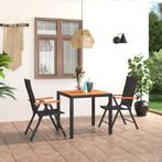 vidaXL 3-delige Tuinset zwart en bruin, 3 zitplaatsen, Nieuw, Tuinset, Verzenden