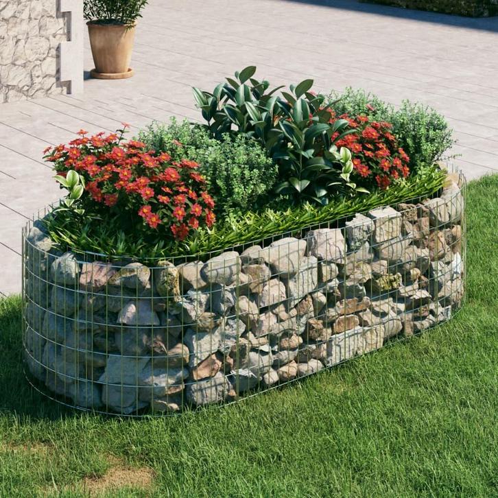 vidaXL Gabion plantenbak verhoogd 200x100x50 cm, Tuin en Terras, Bloembakken en Plantenbakken, 100 cm of meer, Nieuw, Metaal, 30 tot 60 cm