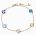 Gouden armband met Klaver Edelstenen Armband 14K, Verzenden, Nieuw, Met edelsteen, Goud
