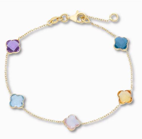 Gouden armband met Klaver Edelstenen Armband 14K, Sieraden, Tassen en Uiterlijk, Armbanden, Goud, Nieuw, Met edelsteen, Goud, Verzenden