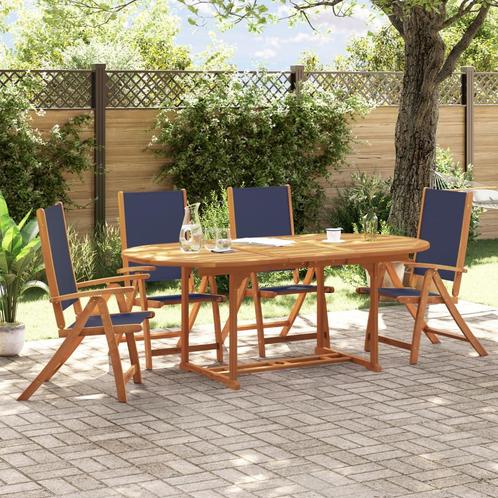 vidaXL 5-delige Tuinset massief acaciahout en textileen, Tuin en Terras, Tuinsets en Loungesets, Tuinset, Nieuw, Hardhout, Verzenden