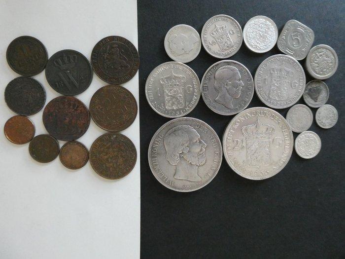 Nederland. Lot 24 stuks oude munten, Wilhelmina en Willem,, Postzegels en Munten, Munten | Nederland