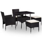 vidaXL 5-delige Tuinset poly rattan en glas zwart, Tuin en Terras, 4 zitplaatsen, Nieuw, Tuinset, Verzenden