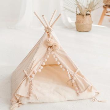 Tipi tent voor huisdieren met luxe faux fur mat – duurzaa. beschikbaar voor biedingen