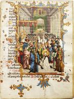 Medieval Illuminated Manuscript - PAINTED ON PARCHMENT -, Antiek en Kunst, Antiek | Boeken en Bijbels