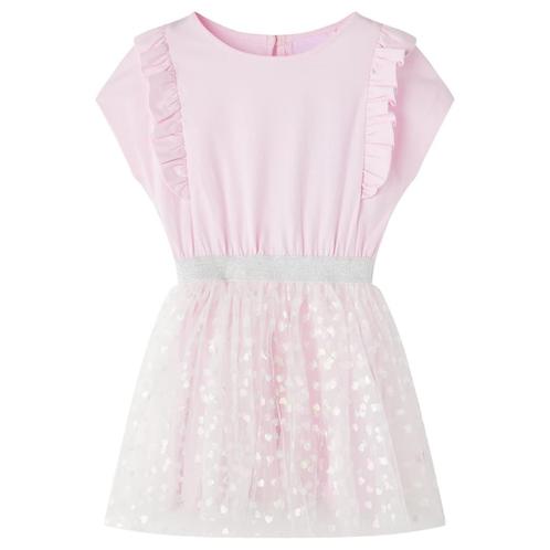 vidaXL Kinderjurk met ruches 128 lichtroze, Kinderen en Baby's, Kinderkleding | Overige, Nieuw, Verzenden