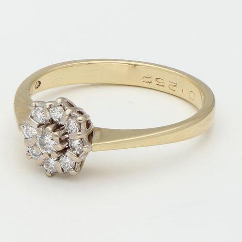 Ring - 14 karaat Geel goud - 0.25ct. tw. Diamant, Sieraden, Tassen en Uiterlijk, Ringen
