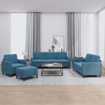 vidaXL 4-delige Loungeset fluweel blauw, Huis en Inrichting, Verzenden, Nieuw, Vierpersoons of meer, Stof