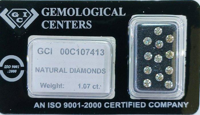 Zonder Minimumprijs - 13 pcs Diamant (Natuurlijk) - 1.07 ct, Sieraden, Tassen en Uiterlijk, Edelstenen