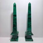 sculptuur, Coppia Di Obelischi Lastronati In Malachite -