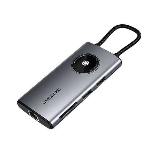 Cabletime – 8 in 1 Multi USB-C Hub adapter – 4K – HDMI – LAN, Computers en Software, Dockingstations, USB-hub, Nieuw, Laptop, Ophalen of Verzenden