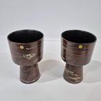 Hübsch - Pot (2) - Plinth Pot Bruin - Keramiek - 2 stuks