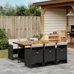vidaXL 7-delige Tuinset met kussens poly rattan zwart, Tuin en Terras, 6 zitplaatsen, Nieuw, Tuinset, Verzenden