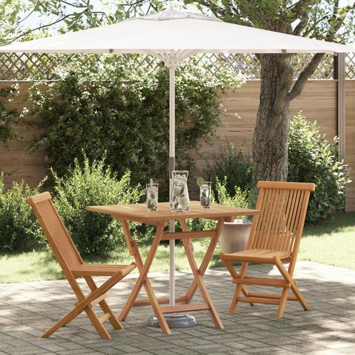 vidaXL 3-delige vouwbare tuin bistro set van massief, Tuin en Terras, Tuinsets en Loungesets, Nieuw, Hout, Verzenden