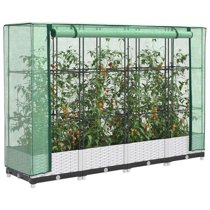 vidaXL Plantenbak verhoogd met kashoes 160x40x123 cm, Tuin en Terras, Bloembakken en Plantenbakken, Nieuw, Kunststof, Verzenden