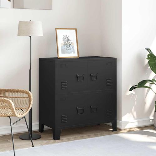 vidaXL Opbergkast industrieel 75x40x80 cm staal zwart, Huis en Inrichting, Woonaccessoires | Kisten, Nieuw, Verzenden