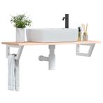 vidaXL Badkamer wandschap staal en massief eikenhout, Verzenden, Nieuw