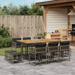 vidaXL 11-delige Tuinset met kussens poly rattan grijs, Meer dan 8 zitplaatsen, Nieuw, Tuinset, Verzenden