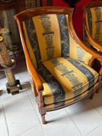 Stoel (3) - Hout, Stof - 2 Fauteuils + Voetenbank, Antiek en Kunst, Curiosa en Brocante