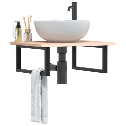 vidaXL Badkamer wandschap staal en massief eikenhout, Huis en Inrichting, Tafels | Kaptafels, Nieuw, Verzenden