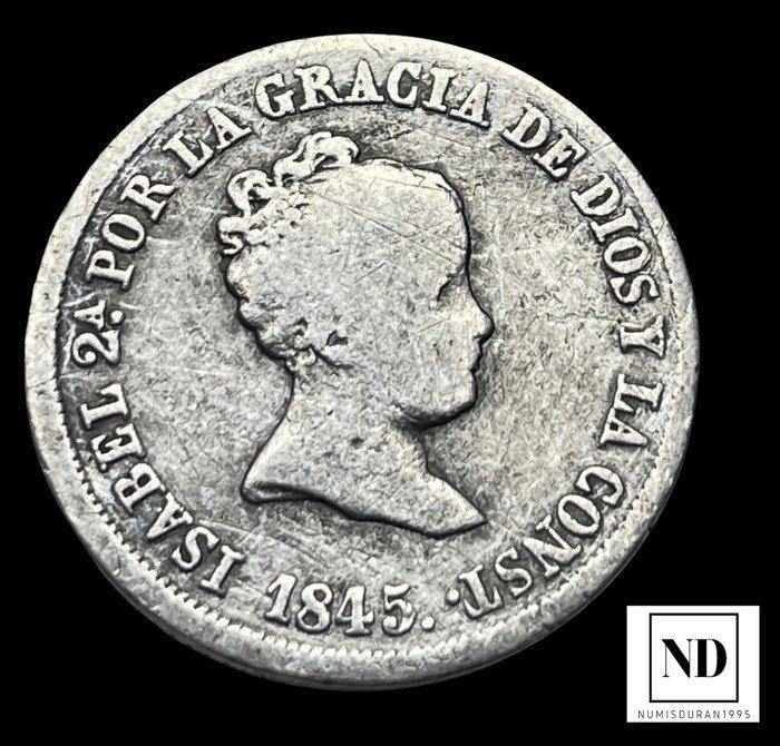 Koninkrijk Spanje. Isabel II. 2 Reales 1845 - Madrid (Zonder, Postzegels en Munten, Munten | Europa | Niet-Euromunten