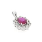 18 Krt. Witgouden hanger met roze spinel en diamant | 0,7..., Ophalen of Verzenden, Gebruikt, Goud, Overige merken
