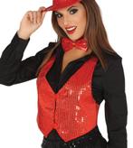 Glitter Gilet Rood Dames, Nieuw, Verzenden