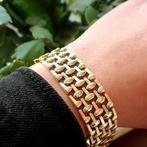 Vintage gouden fantasie schakel armband | 22,5 cm, Ophalen of Verzenden, Gebruikt, Overige kleuren, Goud