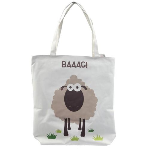 Katoenen tas met rits en voering - Schaap NIEUW, Sieraden, Tassen en Uiterlijk, Tassen | Schoudertassen, Wit, Nieuw, Ophalen of Verzenden