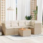 vidaXL 6-delige Loungeset met kussens poly rattan beige, Verzenden, Nieuw, Rotan, Loungeset