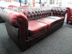 Vintage Chesterfield  Oxblood leren 3 zits Chesterfield Bank, Ophalen, Gebruikt, Chesterfield, Driepersoons