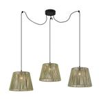 Buiten hanglamp zwart met groene kappen van touw 3-lichts, Nieuw, Overige materialen, Minder dan 50 watt