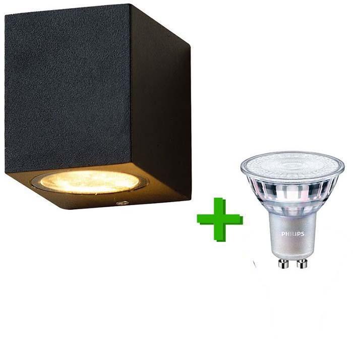 Buitenlamp zwart IP54 | Tuinverlichting incl. Philips spot, Tuin en Terras, Buitenverlichting, Wandlamp, Nieuw, Minder dan 50 watt