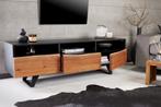 Industrieel design tv-meubel ORGANIC ARTWORK 140 cm massief, Huis en Inrichting, Kasten | Televisiemeubels, Ophalen of Verzenden