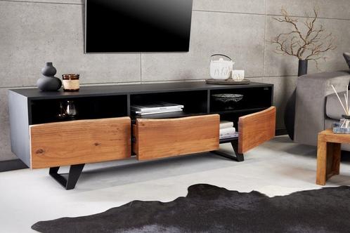 Industrieel design tv-meubel ORGANIC ARTWORK 140 cm massief, Huis en Inrichting, Kasten | Televisiemeubels, Ophalen of Verzenden