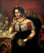Spaanse school (XIX) - Ritratto di nobildonna spagnola, Antiek en Kunst