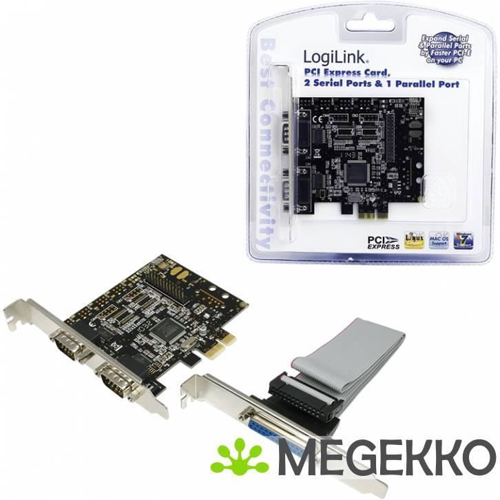 LogiLink PC0033 PCIe uitbreidingskaart 2x serial 1x parallel, Computers en Software, Netwerkkaarten, Nieuw, Verzenden